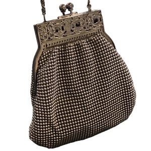 Whiting & Davis Gunmetal Gray Dimple Mesh Evening Bag
